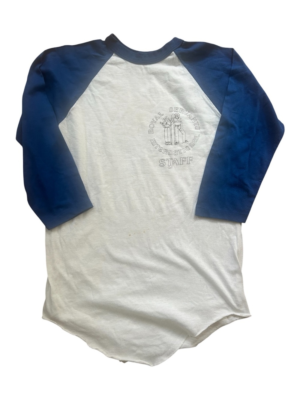 1980s Sport T by Sherman 50/50 Made in USA Raglan Baseball Shirt, Navy & White